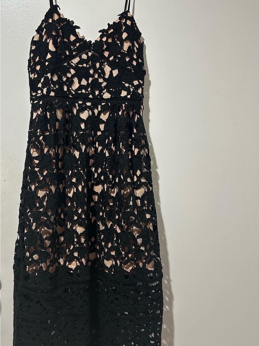 Black Guipure Lace Whimsigoth romantic Midi Dress Sweetheart Cami